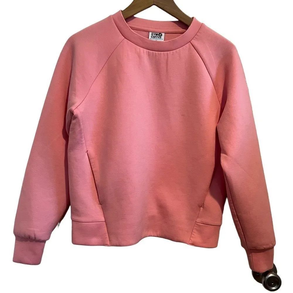 Gym + Coffee Athleisure Pink Sweatshirt with Pockets Barbiecore size S